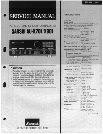 sansui au-x701_x901 audio power amplifier